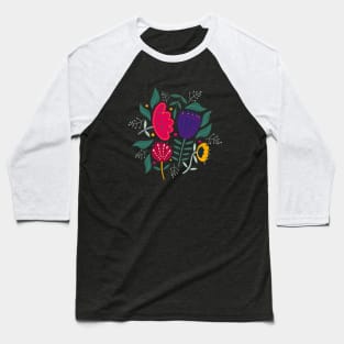 Colorfully Abstract Floral Baseball T-Shirt